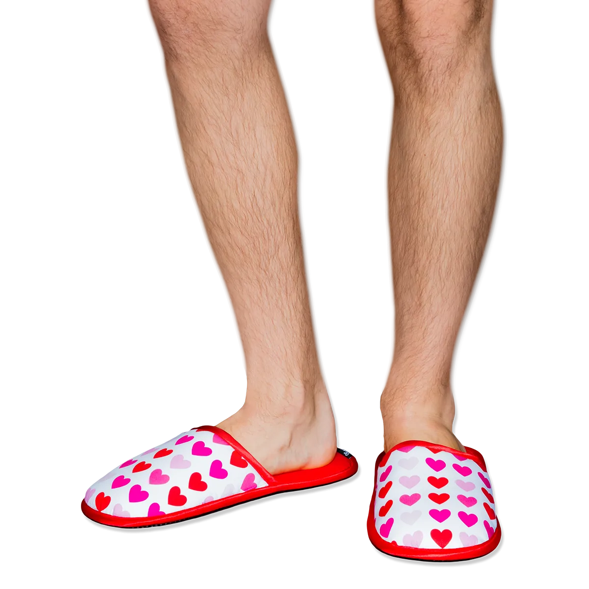 Papuče s červenými srdiečkami
